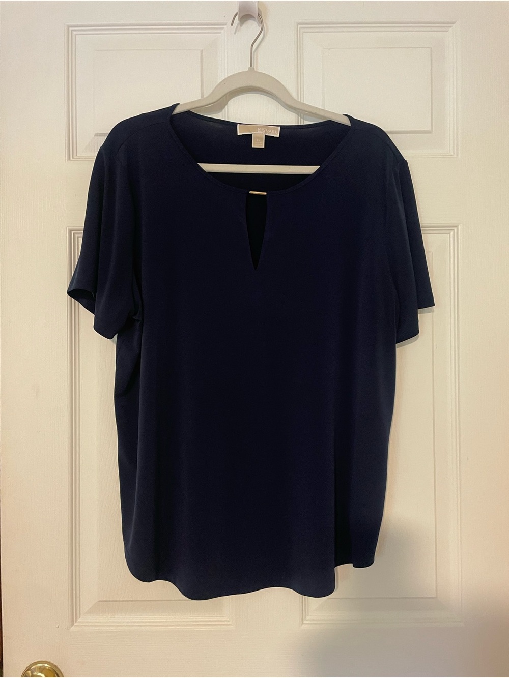 Michael Kors Navy Short-Sleeve Keyhole Blouse